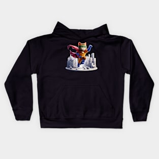 Superhero Cat to the Rescue – Urban Vigilante Sticker Kids Hoodie